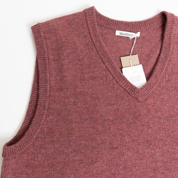 Woolovers Sweater Vest 100% Wool Toffee Brown V Neck Mens Large Unisex - Picture 4 of 14